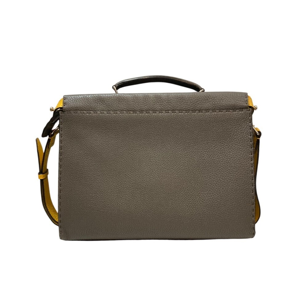 Fendi Selleria Peekaboo Essential bag Gray leather yellow trim